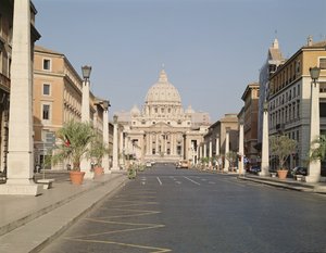 Uitzicht op de Sint-Pieter vanaf de Via della Conciliazione
